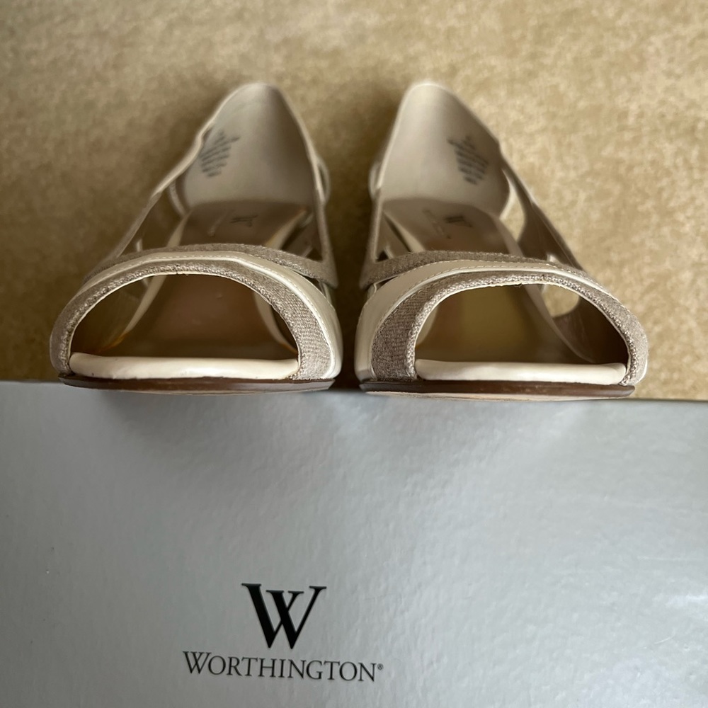 Worthington cream and Gray Peep Toe Heels - Picture 6 of 8